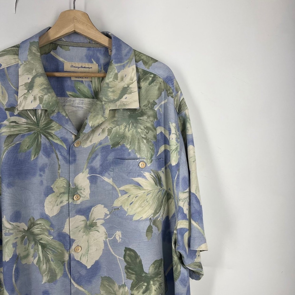 Tommy Bahama Mens Silk Tropical Leaf Camp Shirt Original Fit Jacquard Size 3XL - Picture 4 of 13